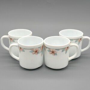 Vintage Surta Opal Indonesia Pastel Floral Coffee Cups (Set Of 4)